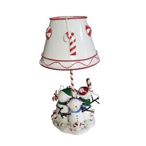 Tea Light Candle Holder Snowman Lamp Peppermints